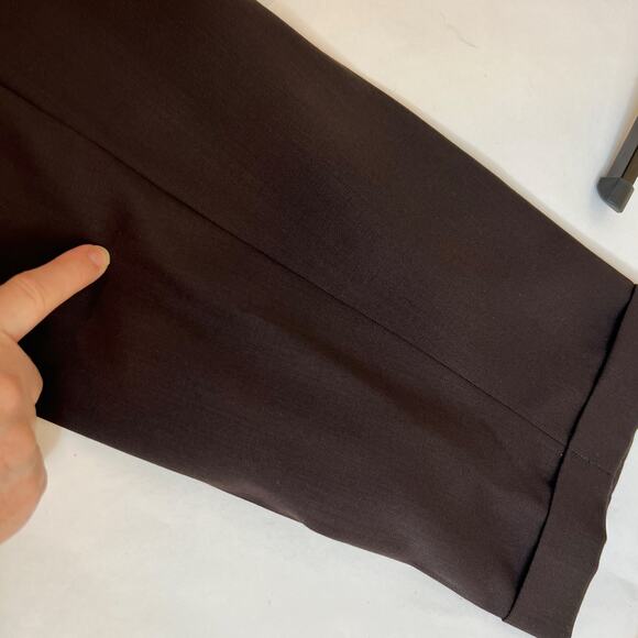 Vtg Ann Taylor Wool Trousers Pants Womens 10 Dark Chocolate Brown Pleated Cuffed - Picture 8 of 12